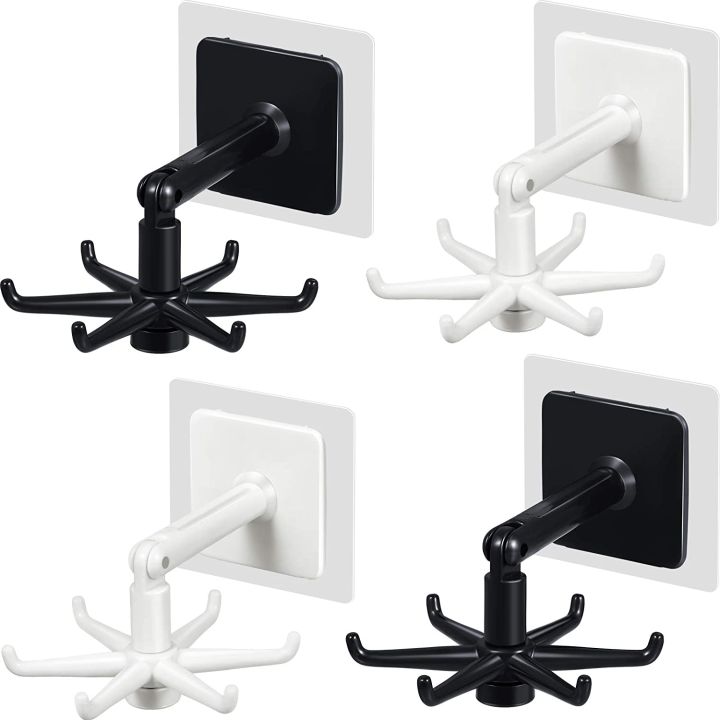 360-Rotating Hooks Self-Adhesive | Wall Mounted Kitchen Utensil Hanging Hook | Hook Storage Manager | Water Proof Rotating Hooks | Kitchen hooks For Hanging |Rotating Hooks For Home , Bathroom & Kitchen | Hole-Free Wall Hanging | 6 in 1 Storage hooks