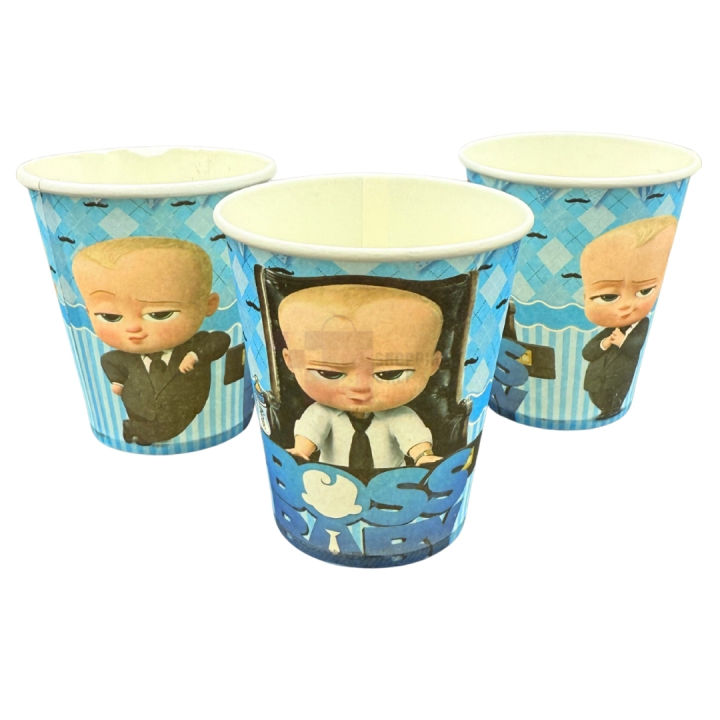 Boss Baby Paper Cups - 200 ml - Boss Baby Themed Party - Blue - Boys - Pack Of 10