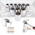 12pcs 1/4 Inch Ratchet Socket Wrench Set Drive Socket Set 10 Sockets 2 Way Quick Released Ratchet Handle And Extension Bar. 