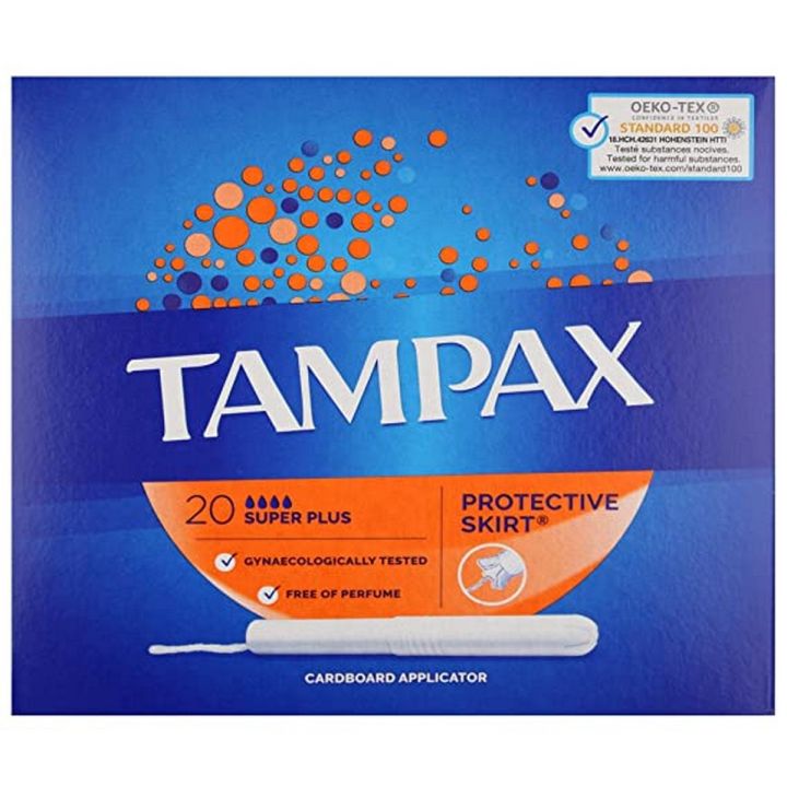 Tampax Super Plus Tampons Cardboard Applicator - 20 tampons for periods and menses