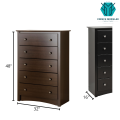 CD-008 - Oak Wood 5 Drawers Black & Brown Polish Finish Living Room Storage Chest Of Drawer for Bedroom Chester Manager Sideboard Living Room Storage Bedroom Cabinet. 