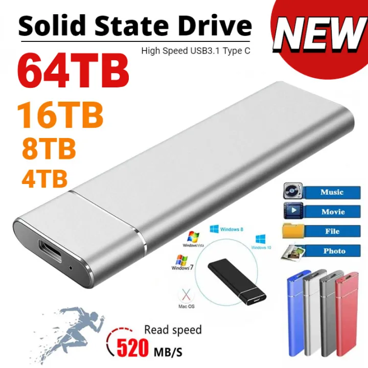 Original Portable External Hard Drive 2TB 128TB Mobile Solid State Drive USB 3.1 External hard disk ssd for Notebook Laptop Mac