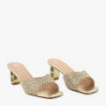 ECS Gilded Cascade Heels 3 Inch Heel Slippers For Women. 
