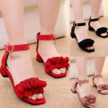 Summer kids leather shoes girls wedding dress shoes children Princess flower sandals for girls casual dance shoes flat sandals. 