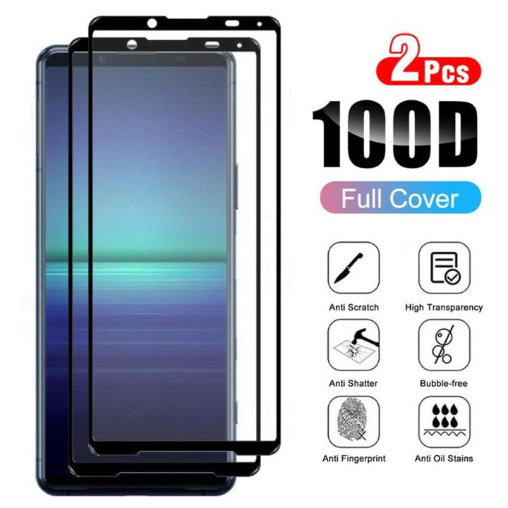 For Sony Xperia 5 II 2pcs HD with black border Tempered Glass For Sony Xperia 5 II Protective Glass Sony Xperia 5 II Screen Protector Armor Film