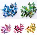 12Pcs 3D Two-Layer Colorful Artificial Butterflies Adhesive Magnet Wall Sticker. 