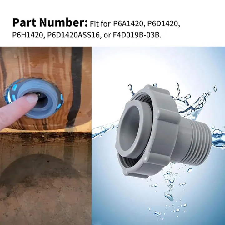 Pool Drain Valve Adapter P6H1419 - Leak-Proof Plastic Hose Connector For Pool & Spa Drainage Systems