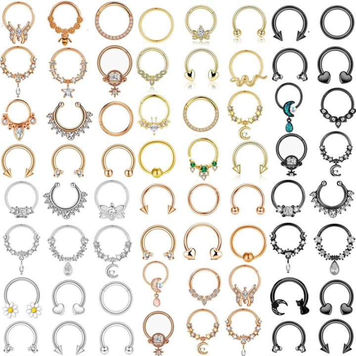 Nose Hoop Clicker Set 16G Septum Piercing Hoops Bulk Daith Hoop Earrring Helix Jewelry Pack Tragus Hoop Cartilage Earrings Lobe