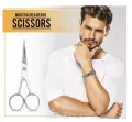 Stainless Steel Mustache & Beard Scissor For Men Beard Mustache Trimming Scissors Hair Care Grooming Tool, Professional Scissors Hair Cutting - Small Travel Facial Hair Scissor for Eyebrows, Nose, Moustache, Beard. 