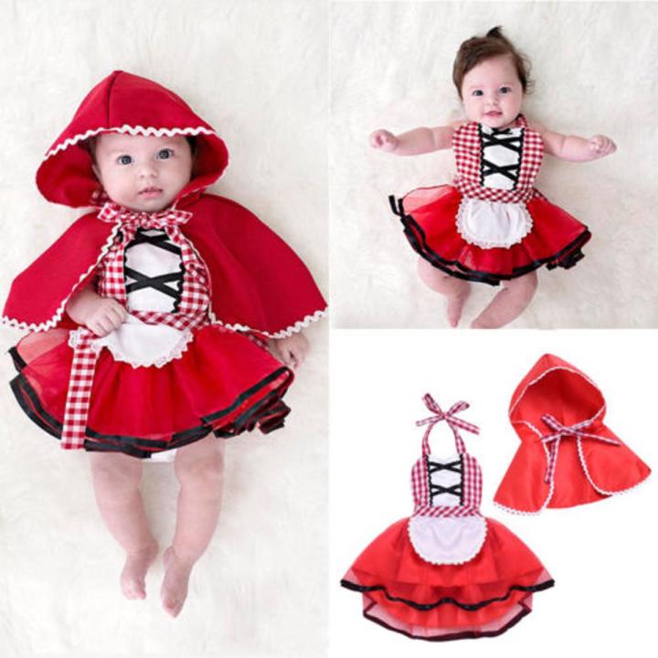 Baby Girls Tutu Dress +Cape Cloak Outfit Newborn Little Red Riding Hood Cosplay Photo Prop Costume Girl Party Dress Baby Clothes