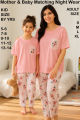 Flower Printed Pocket Style PJ Set Soft cotton Night Wear (Women size S to XL) & (Kids Size 7 to 14) Night suit for girls, women & kids, Sleeping Dress Girls Sleepwear Lounge wear Sleeping Suit lingerie T shirt and Pajama, Night Dress for girls and women. 