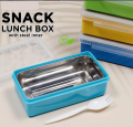 Lego Blocks Snack Lunch Box with Stainless Steel Inner - Food Grade, Rust-Free Container with Dual Lock Sealed Lid for School, Office, College, and Travel. 