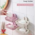 New Design Double Layer Soap Dish Self Draining Soap Dish, Self Adhesive Soap Tray, Soap Dispenser Waterfall Shower Soap Holder,  Plastic Wall Mounted Soap Dish Drain Soap Base Holder Container Dish for Soap. 