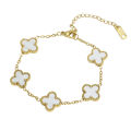 [ New ] High Version Clover Bracelet Female Titanium Steel Light Luxury 18k Niche Design Non-Fading Bracelet Chain. 
