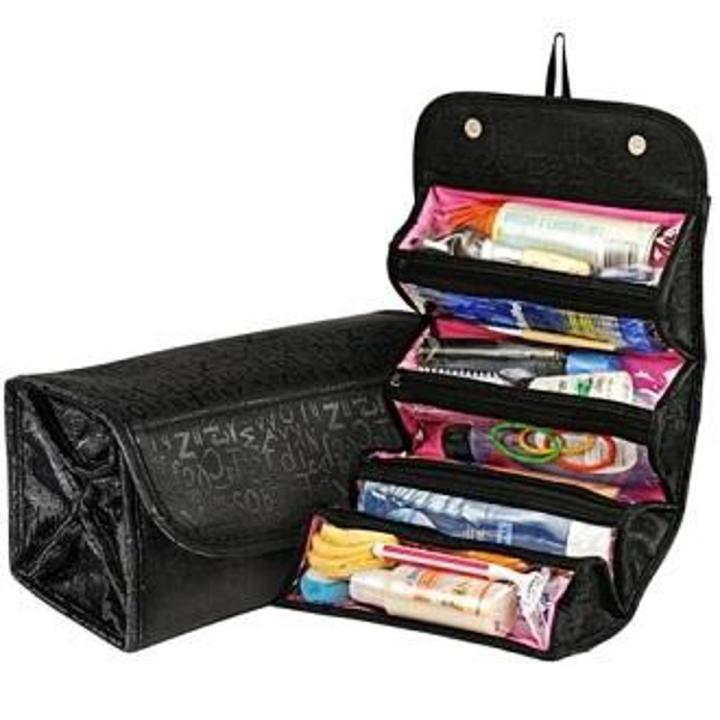 Roll n Go Makeup Organizer & Cosmetic Bag - Black
