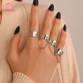 Punk Cool Hip Pop Rings Multi-layer Adjustable Chain Four Open Finger Rings Alloy Rings for Women Party Gift. 