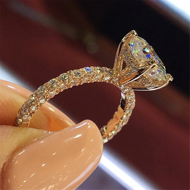 Hot Sale Shiny Diamond Engagement Ring Bling Full Crystal Cubic Zirconia Wedding  Ring For Women | Daraz.pk