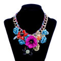 Wholesale orange flower chain necklace iron necklace for women artificial jewellery. 