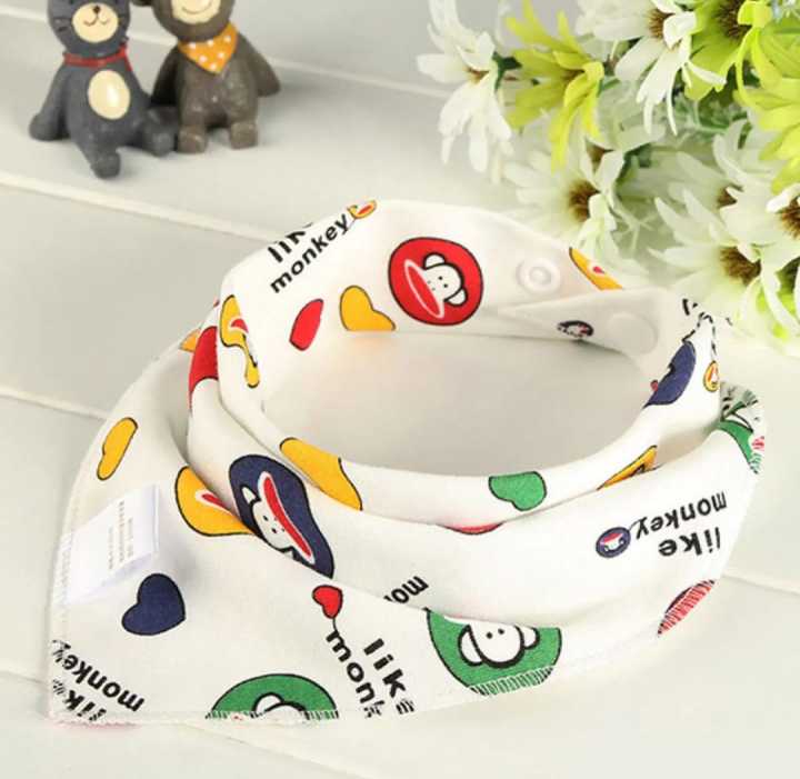 High Quality Cute Baby Triangle Bib with Button Tikon Bib Kids Cotton Bandana Bibs Feeding Saliva Towel Dribble Triangle Toddler 2020 New Babies Baby Boy Girls Burp Clothes Napkin Towel Baby Headband Scarf Headcover Washable 100% Cotton