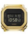 Casio G Shock 5600 Series Square Digital Gold Ion Plated Bazel Stop Watch Hourly Time Signal Full Auto Calender (to year 2099) Flash Alert Electro-Illuminator Backlight Multi-Functions Black Resin Band Watch-GM-5600G-9DR. 