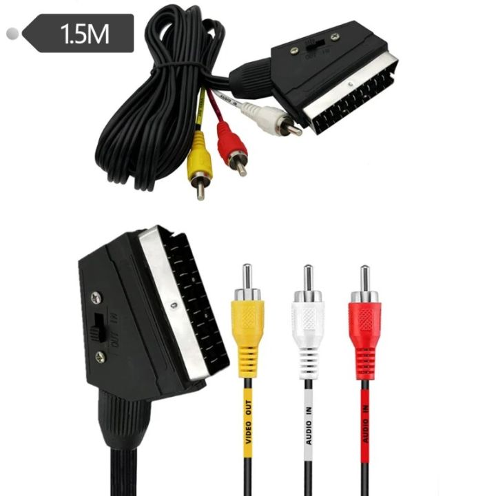 21 needle 21Pin Scart to 3 RCA Audio Video Cable Line 3 Three RCA Male 21 Pin Scart Male Video Audio Wire Cord Scart RCA Convert