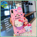 【BestGO】Cute Hello Kitty Phone Case For VIVO Y85 / VIVO V9 Pink Theme Kitty Cat Doll Silicone Phone Back Cover with Folding Stand and Lanyard. 