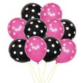 15 Pink & Black Polka Dots Large Size Balloons Pack For Birthday - anniversary and Wedding Decoration. 