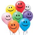 Happy Face Smiley Emoji Latex Multicolor 12 Inches Balloons for Birthday Decoration, Baby Shower and Party Events. 