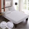 Quilted Waterproof Mattress Protector in white color with Elastic Fitting. 