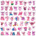 50pcs Kawaii Disney Lilo Stitch Angel Stickers Cute Pink Anime Character Sticker DIY Phone Diary Luggage Graffiti Decals. 