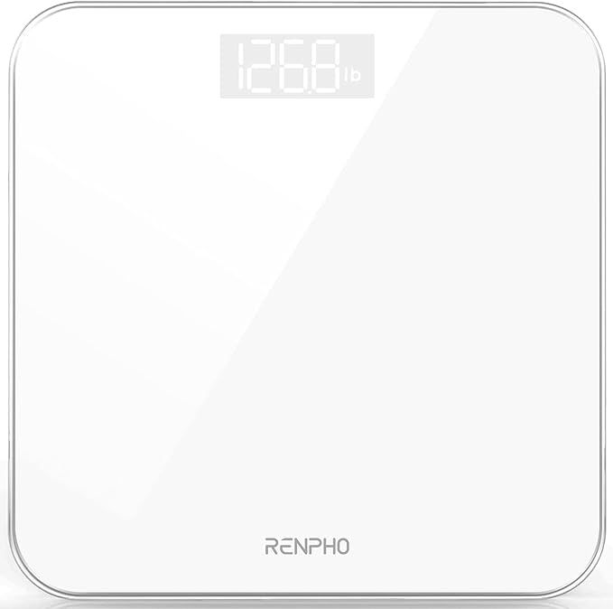 RENPHO Digital Body Weight Bathroom Scale, Highly Accurate Core 1S Body Weight Scale with Lighted LED Display, Round Corner Design, 400 lb, White uk import a495