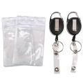2 Pcs Badge Tether with Clips Retractable Badge Reel Carabiner Reel Clip Card Holders for ID Card Key Badge Holder. 