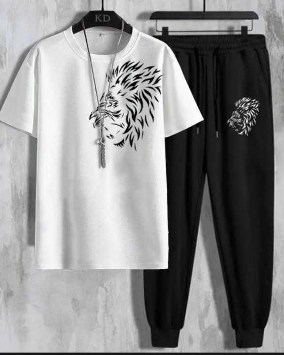 New Trendy Summer Collection Printed Tracksuit Set Export Quality Half Sleeves T-Shirt With Sweat Pant For Men's Sport Wear