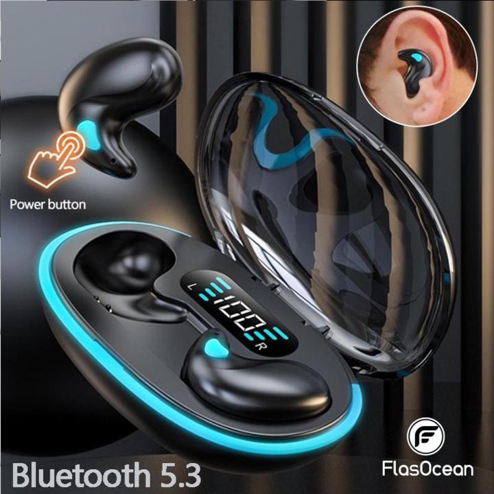 TWS Wireless Bluetooth Headset with Microphone Ultra Thin Non-in -ear Wireless Earbuds Noise Cancelling Bluetooth Earphones Handfree Calling Driving Headphones with LED Display Charger Box