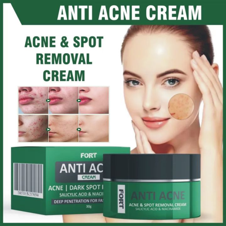 FORT Anti Acne Cream – Acne & Dark Spot Removal With Salicylic Acid & Niacinamide | Acne Skin Care Products