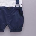 Infant Baby Boy Short Sleeve Gentleman Cartoon Print Romper Solid Print Jumpsuit. 