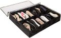 Under Bed Shoe Organizer Bag Hard Solid Fabric with Clear Plastic Zip Cover Store up to 12 Pairs of Shoes 1 Pcs. 