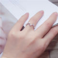 S925 Silver Small Fresh Leaf Open Ring Korean New Simple Literary Flower Vine Shaped Open Ring Female. 