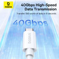 Baseus Thunderbolt 4 Type C Data Cable, USB4 8K60Hz 40Gb/s Full-Function Fast Charging Type-C to Type-C Cable 240W 1m. 