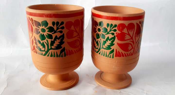 Clay glass without polish terracotta | Mitti ka traditional glass |  2 Pieces