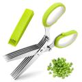 Herb Scissors, Multipurpose 5 Blade Kitchen Herb Shears Herb Cutter with Safety Cover and Cleaning Comb for Chopping Basil Chive Parsley, Stainless Steel. 
