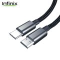 100% Original Infinix XPL02 Metal Micro USB And Type C Cable For Abdroid 5V 1.2~2A Grey / Infinix 2 in 1 Cable XPL02 Fast Charging 5V 1.2~2A / Infinix 2 in1 fast Charger Cable -XPL02. 