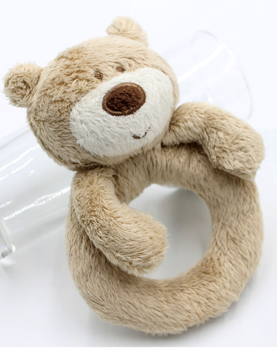 Rattle Plush Winnie Grasping Ring Circle Stuffed Animal Toy Lovey for kids rattle stuffed toy