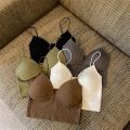 Spaghetti Strap Bodycon Sleeveless Women Tank Tops Built-in Cups Shelf Bra Camisole Tank Top Fashion Ladies Cotton Stretch Undershirts Daily Basic V-Neck Tops. 