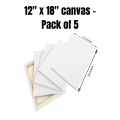 Pack of 5 - Square Canvases 12 x 18 For Painting, Canvas Boards, Canvas Panels, 100% Cotton Stretched Canvas , Framed Canvas, Small Canvas. 