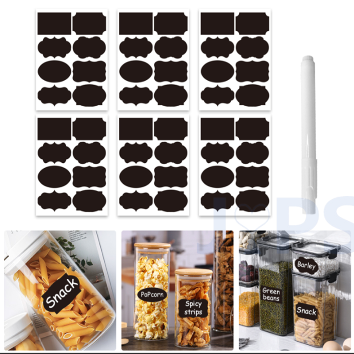 48pcs%20Removable%20Blackboard%20Sticker%20for%20Spice%20Jar%20Kitchen%20Jars%20Bottles%20Label%20Sticker%20with%20Erasable%20Marker%20Kitchen%20organization%20-%20Image%202
