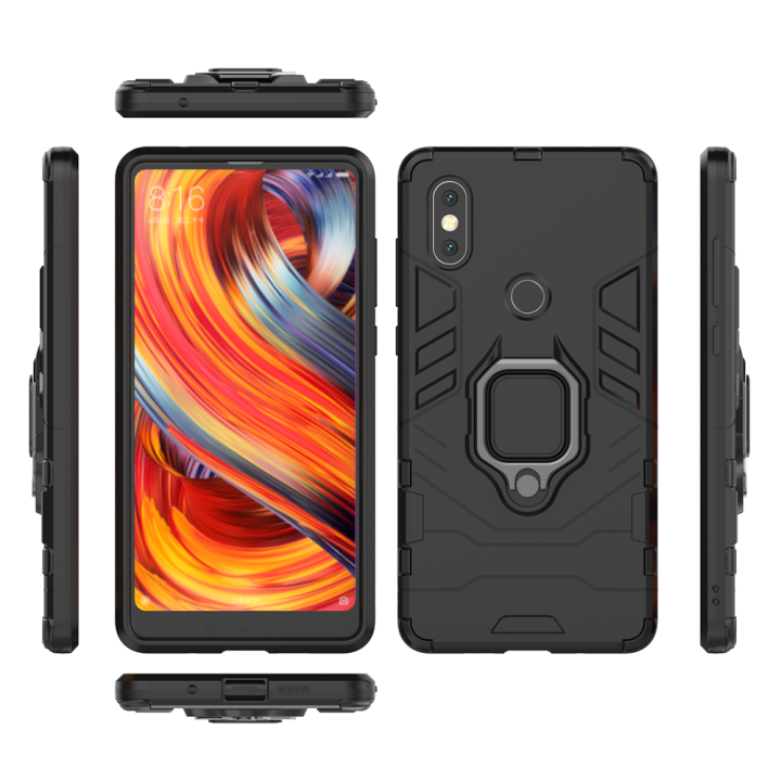 For Xiaomi Mi Mix 2s Case Slim Heavy Duty Hardcase Camera Protection Back Cover with Ring Stand