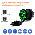 Car Power Socket Splitter Waterproof 5V 4.2A Dual USB Car Charger with Circle Blue LED Light Power Indicator for 12V 24V Vehicles. 