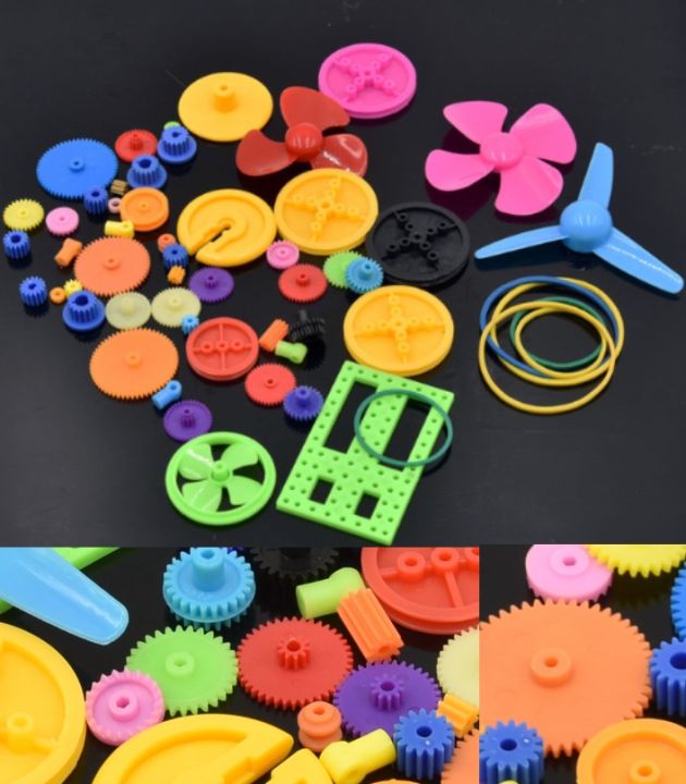 1set Colorful DIY 55 kinds of Plastic Gear Gearbox Toy