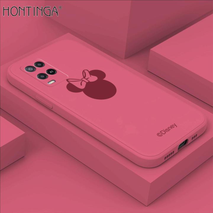 Hontinga for OPPO A54 2021 Case Cartoon Disney Minnie Mickey Phone Case Original Soft Square Edge Silicone Cases Full Lens Cover Shockproof Protection Case